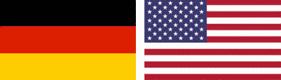 Flaggen der Sprachen: Deutsch, Englisch und Russisch
